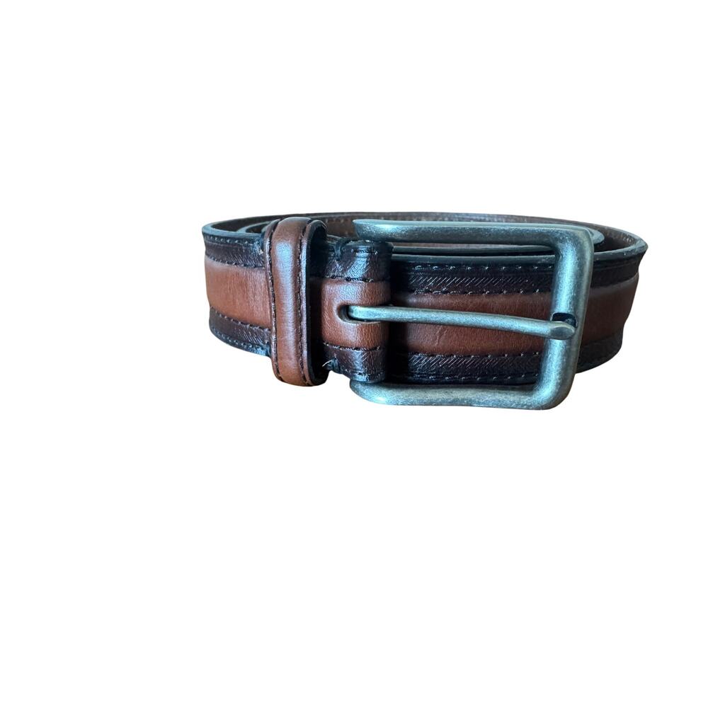 Fossil Men's Leather Belt Two-Tone Size 38 Normcore Business Casual Prep